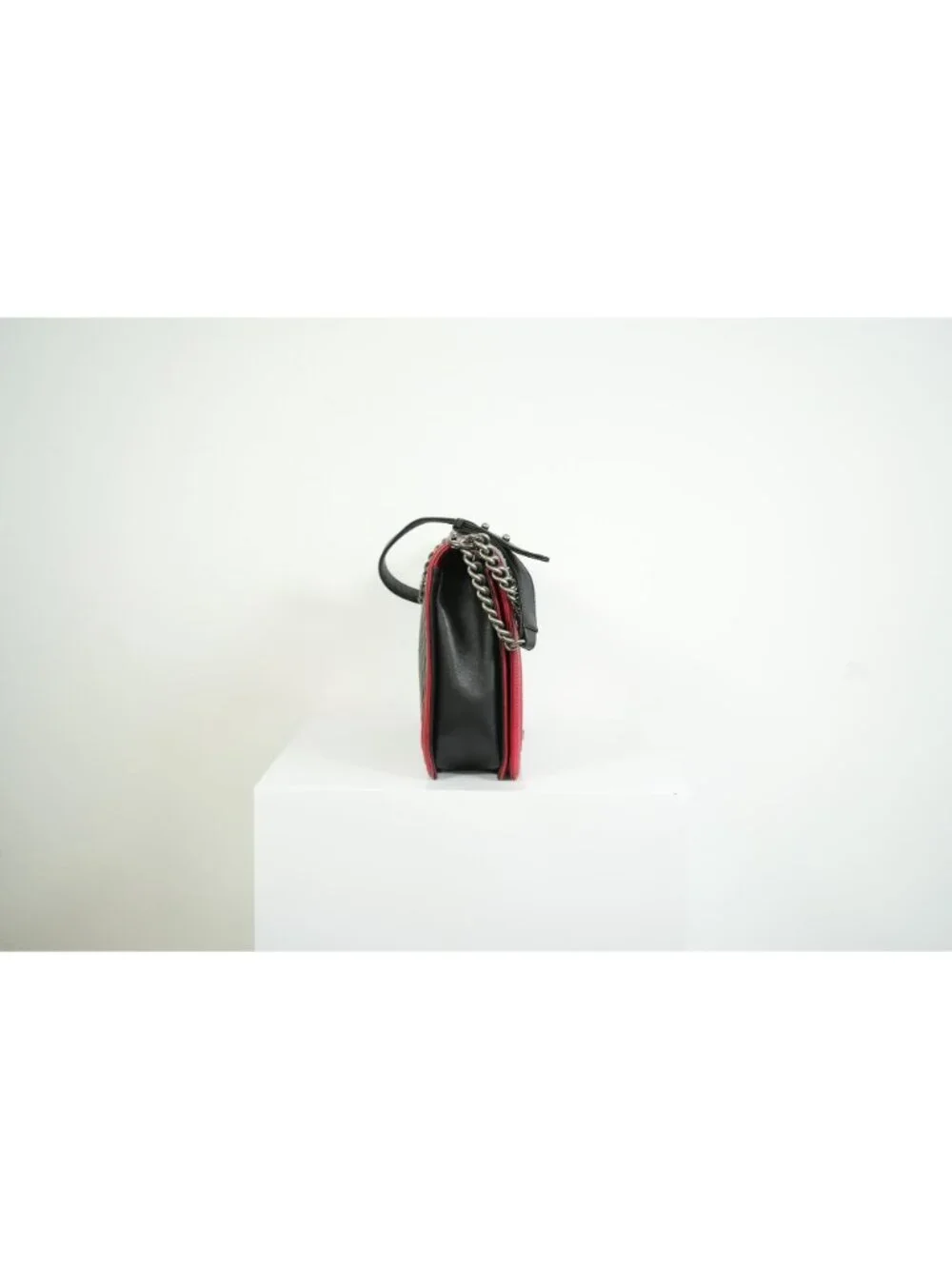 Chanel Boy Large Black and Red Quilted Leather